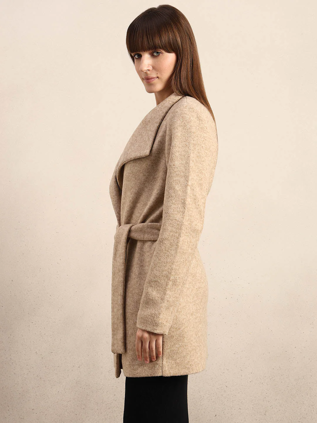 Beige Brushed Long Coat - Image 3