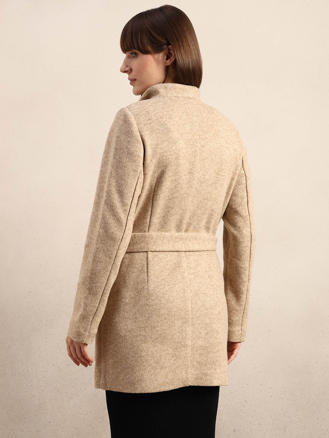 Beige Brushed Long Coat - Image 4