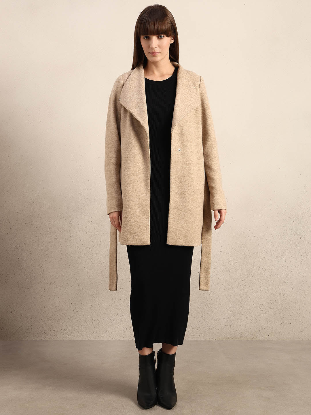 Beige Brushed Long Coat - Image 5