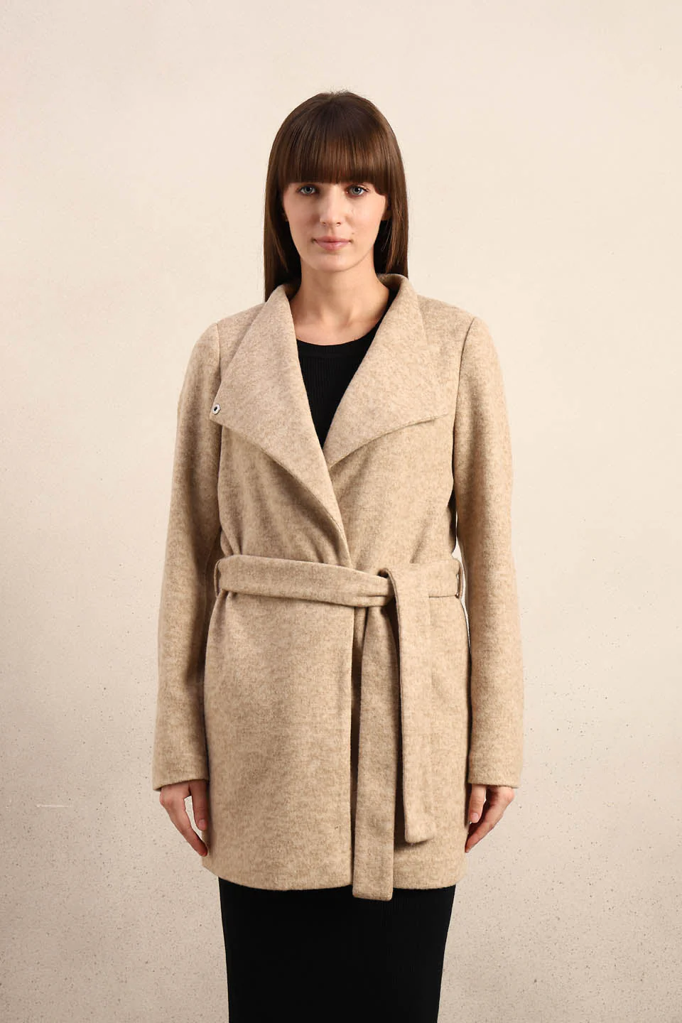 Beige Brushed Long Coat - Image 9