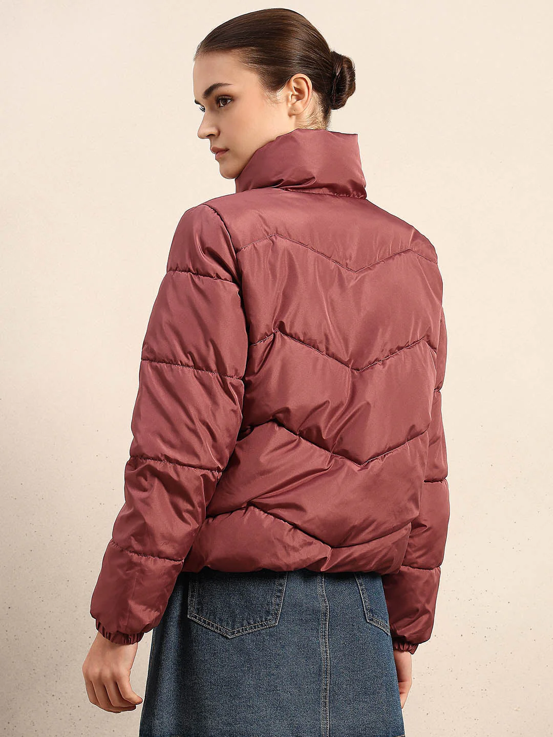 Rose Brown Short Puffer Jacket - Image 4