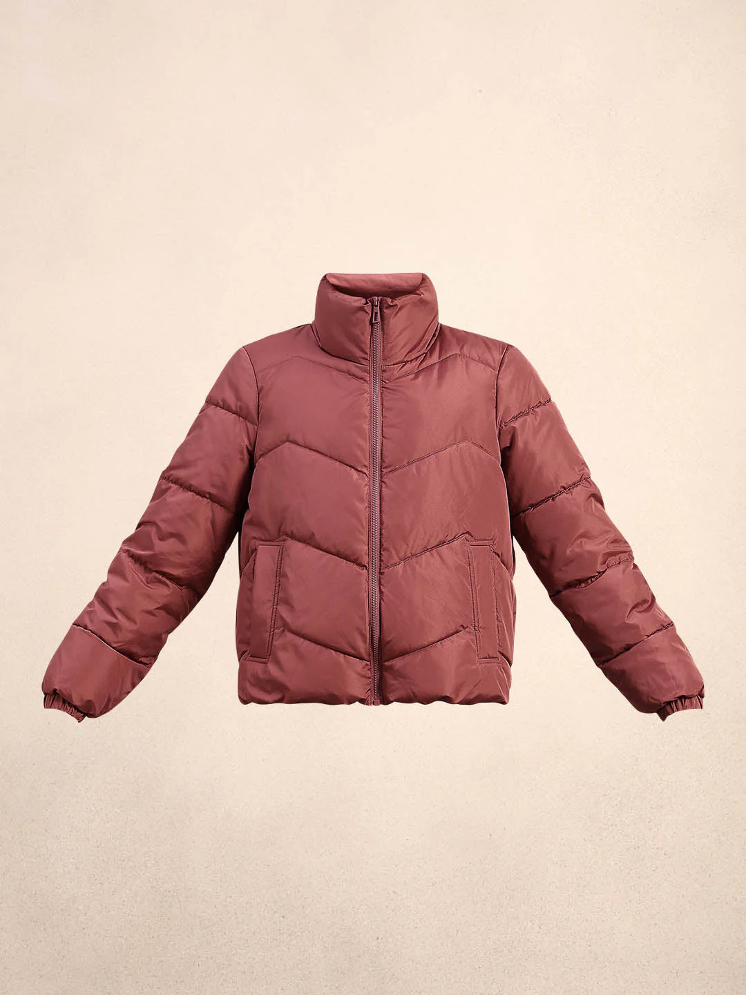 Rose Brown Short Puffer Jacket - Image 7