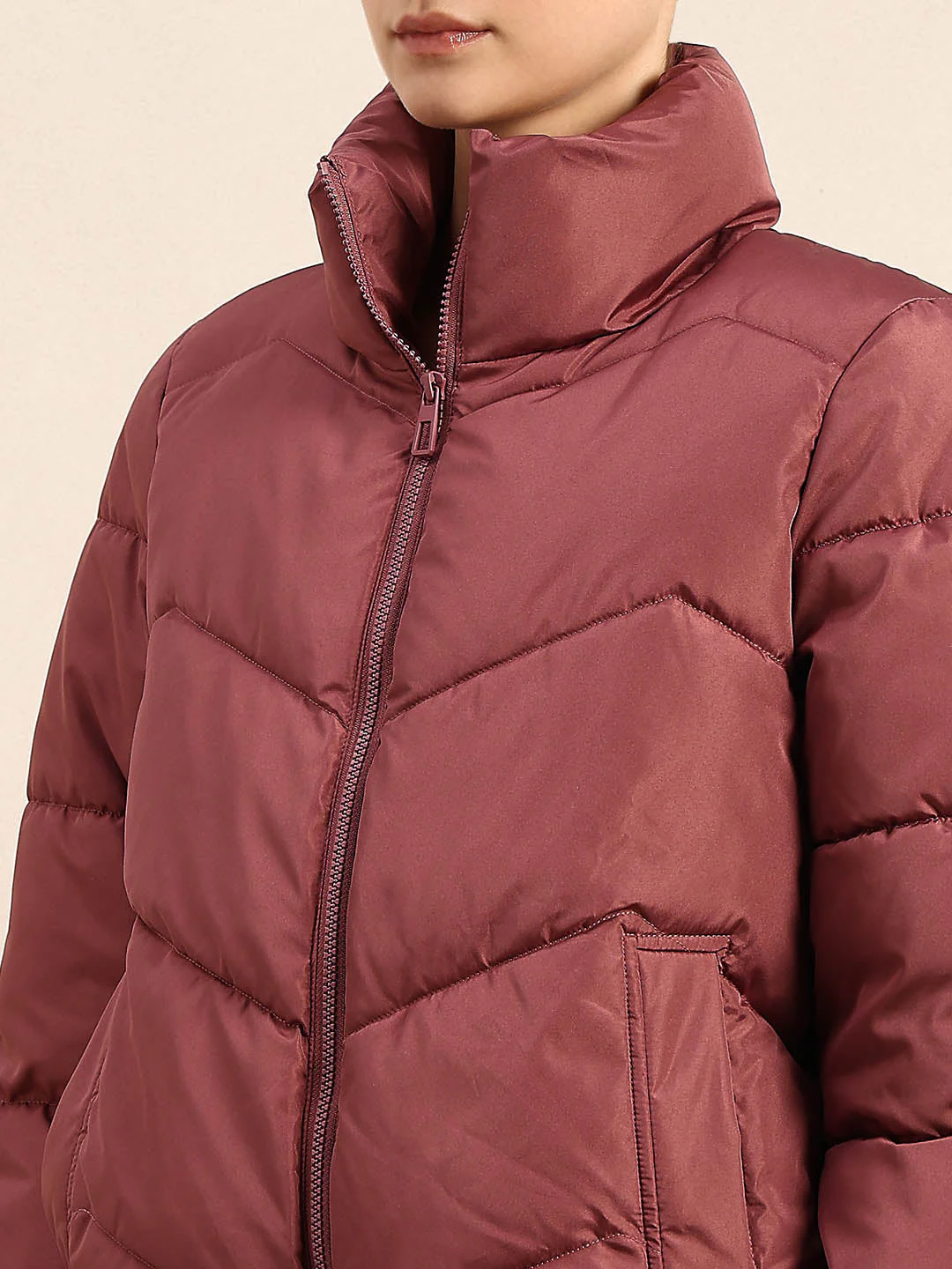 Rose Brown Short Puffer Jacket - Image 8