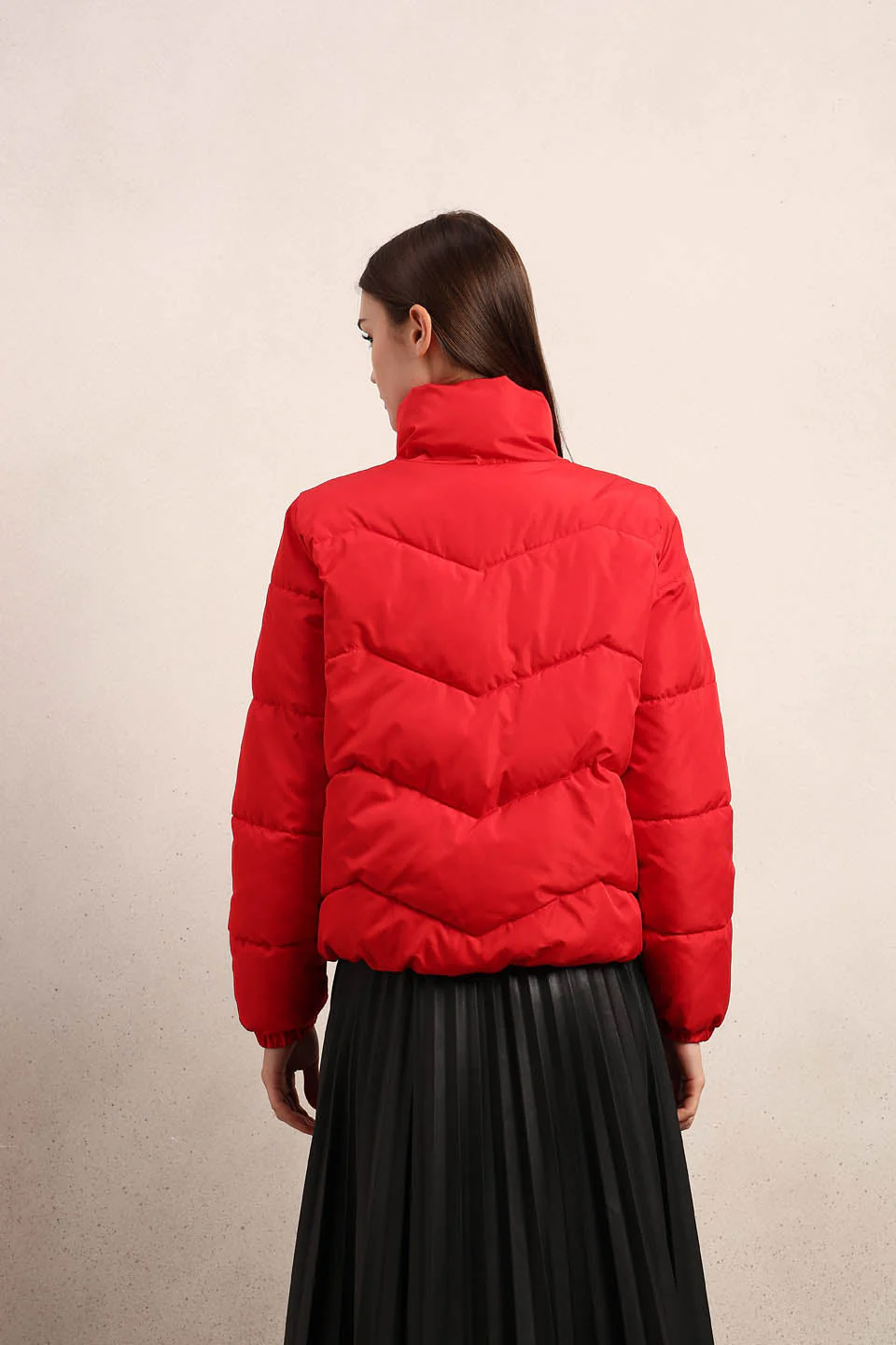 Bright Red Short Puffer Jacket - Image 10