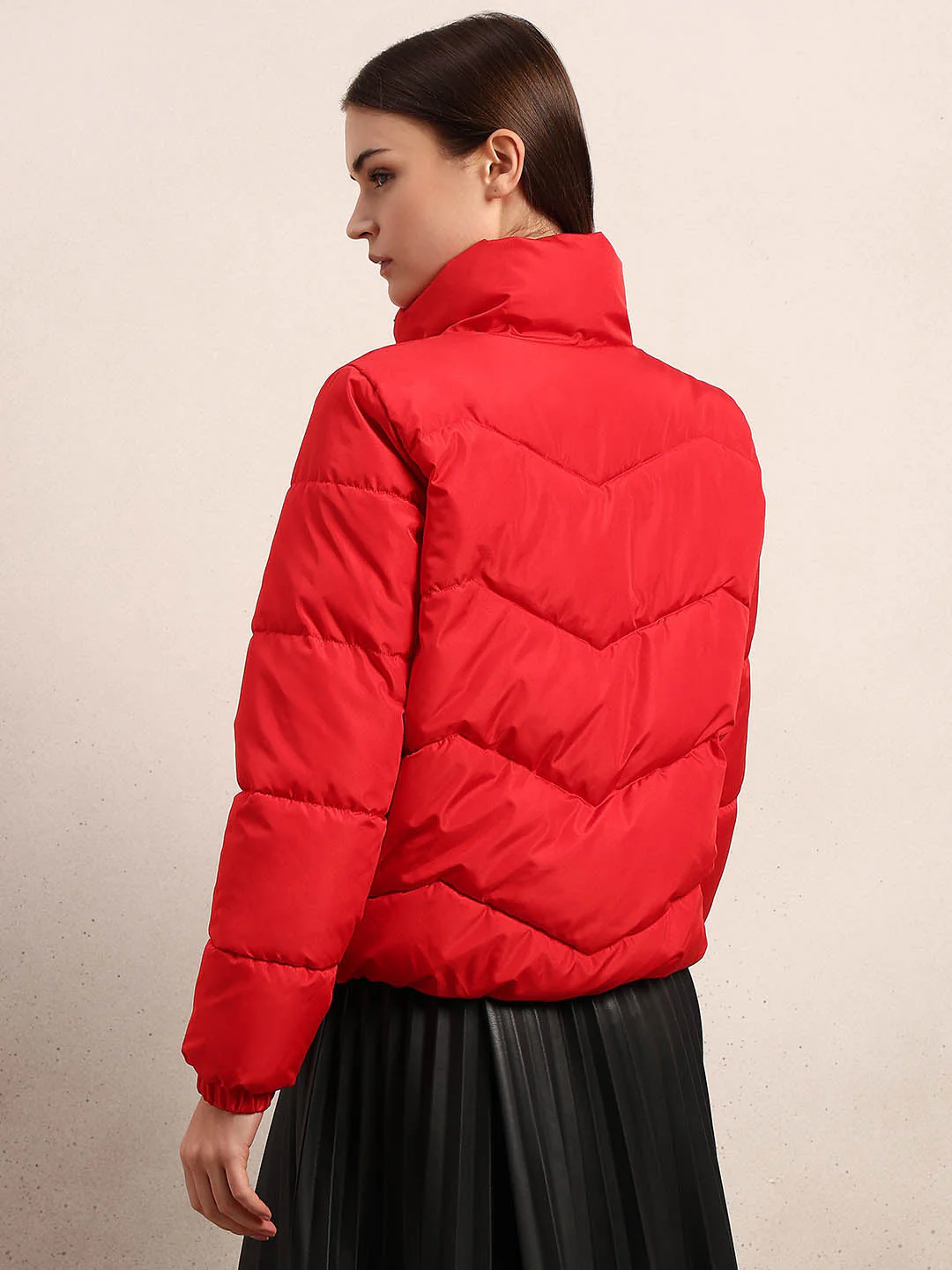Bright Red Short Puffer Jacket - Image 4