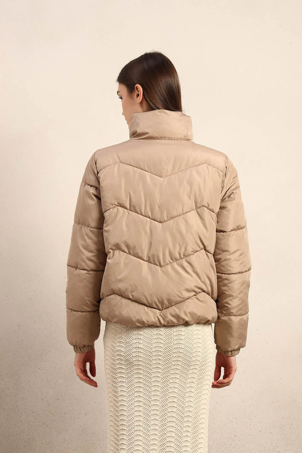 Beige Short Puffer Jacket - Image 10