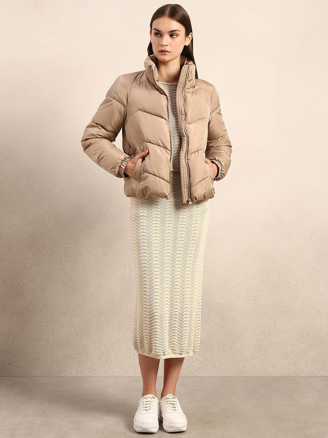 Beige Short Puffer Jacket - Image 5
