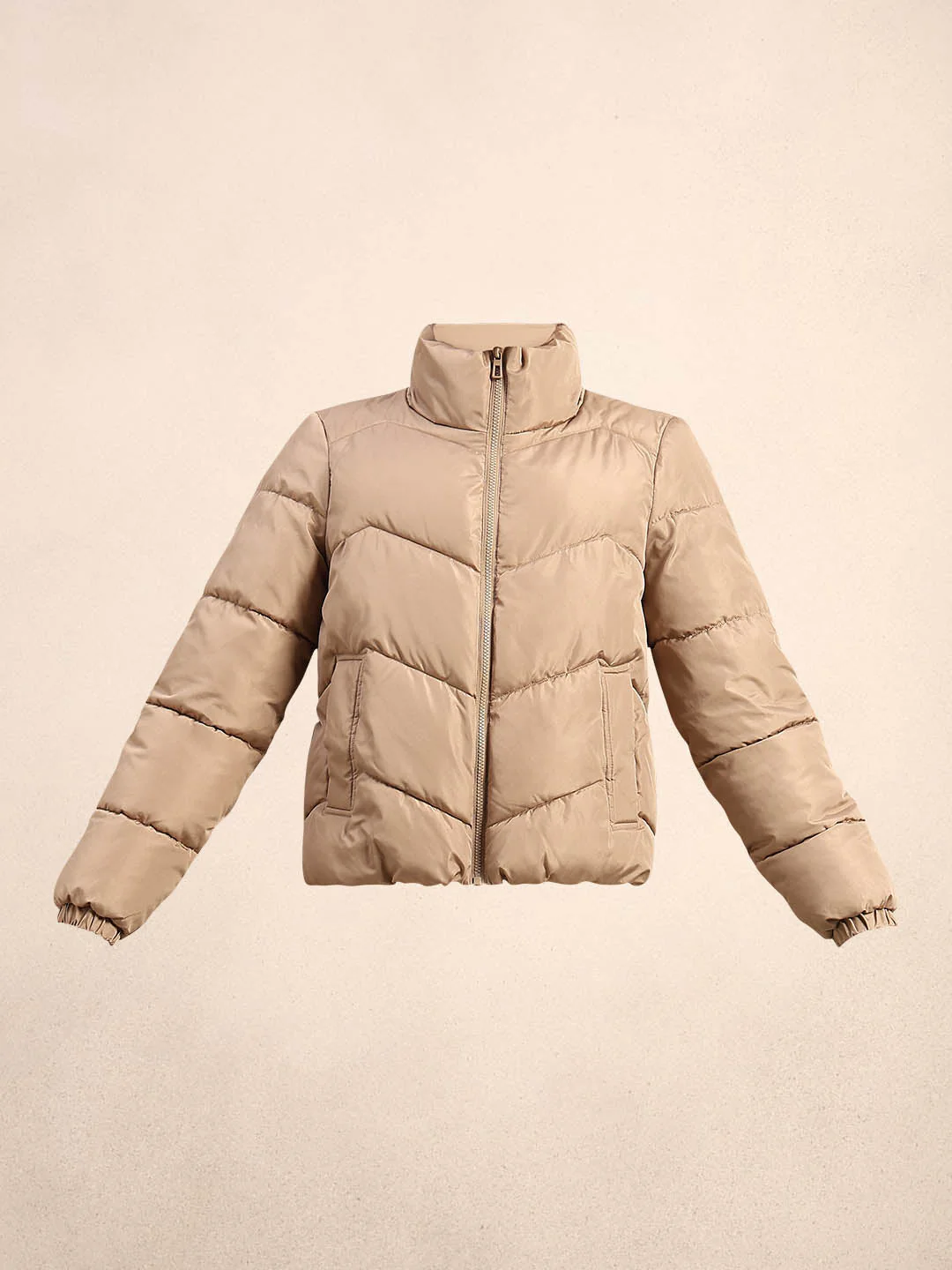 Beige Short Puffer Jacket - Image 7