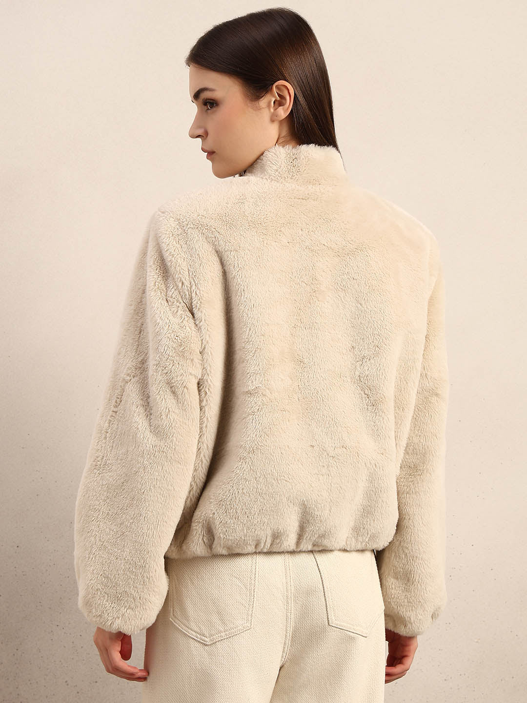 Beige Faux Fur Short Jacket - Image 4