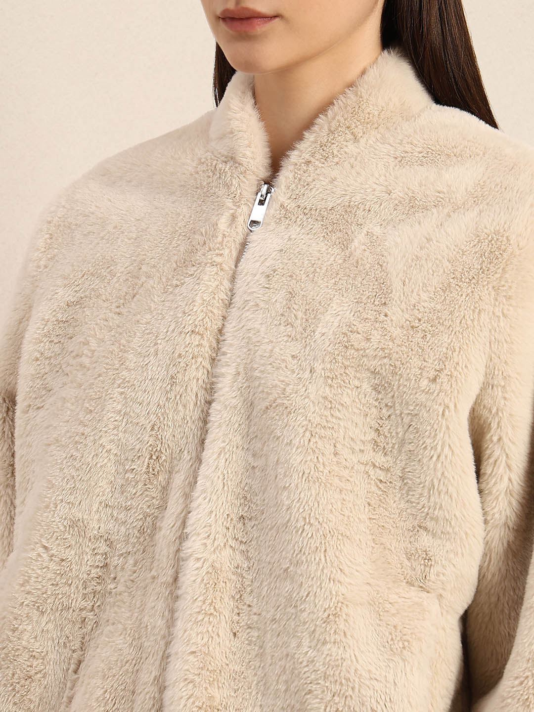 Beige Faux Fur Short Jacket - Image 8