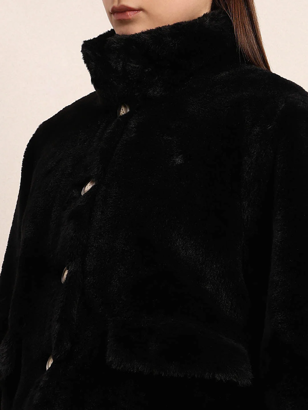 Faux Fur Buttoned Jacket - Image 8