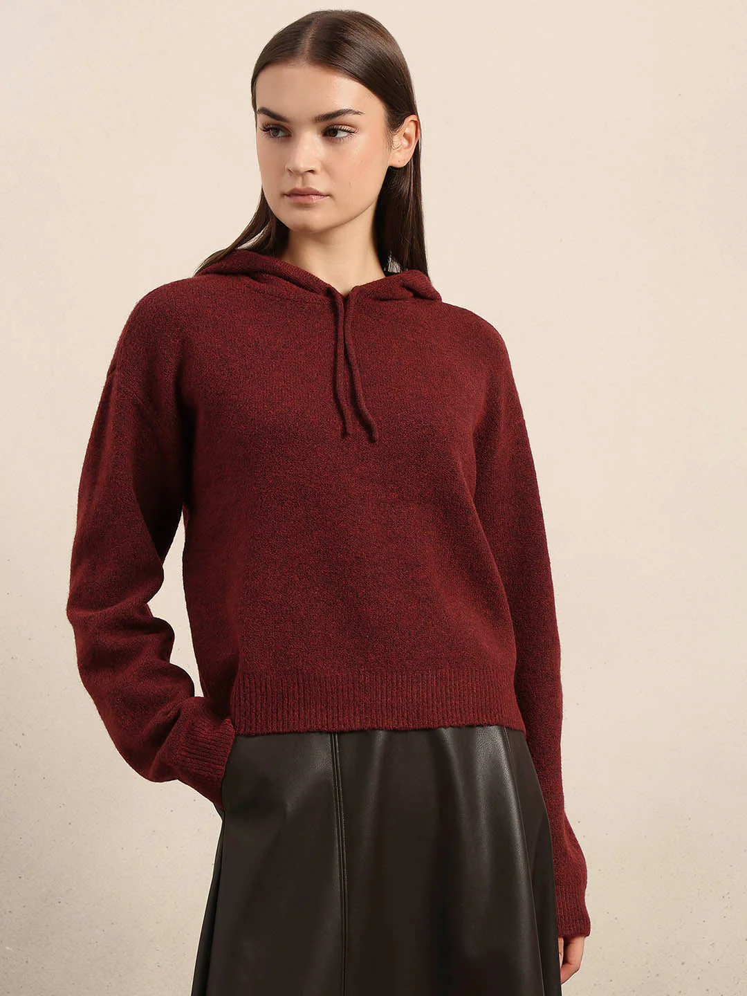 Red Knitted Hooded Pullover - Image 2