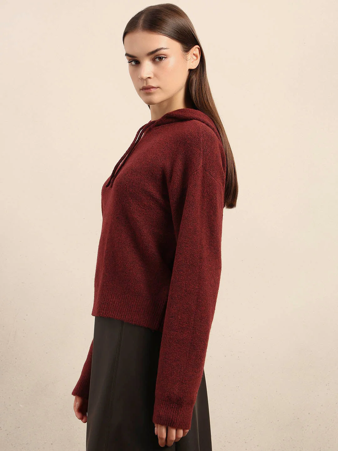 Red Knitted Hooded Pullover - Image 3