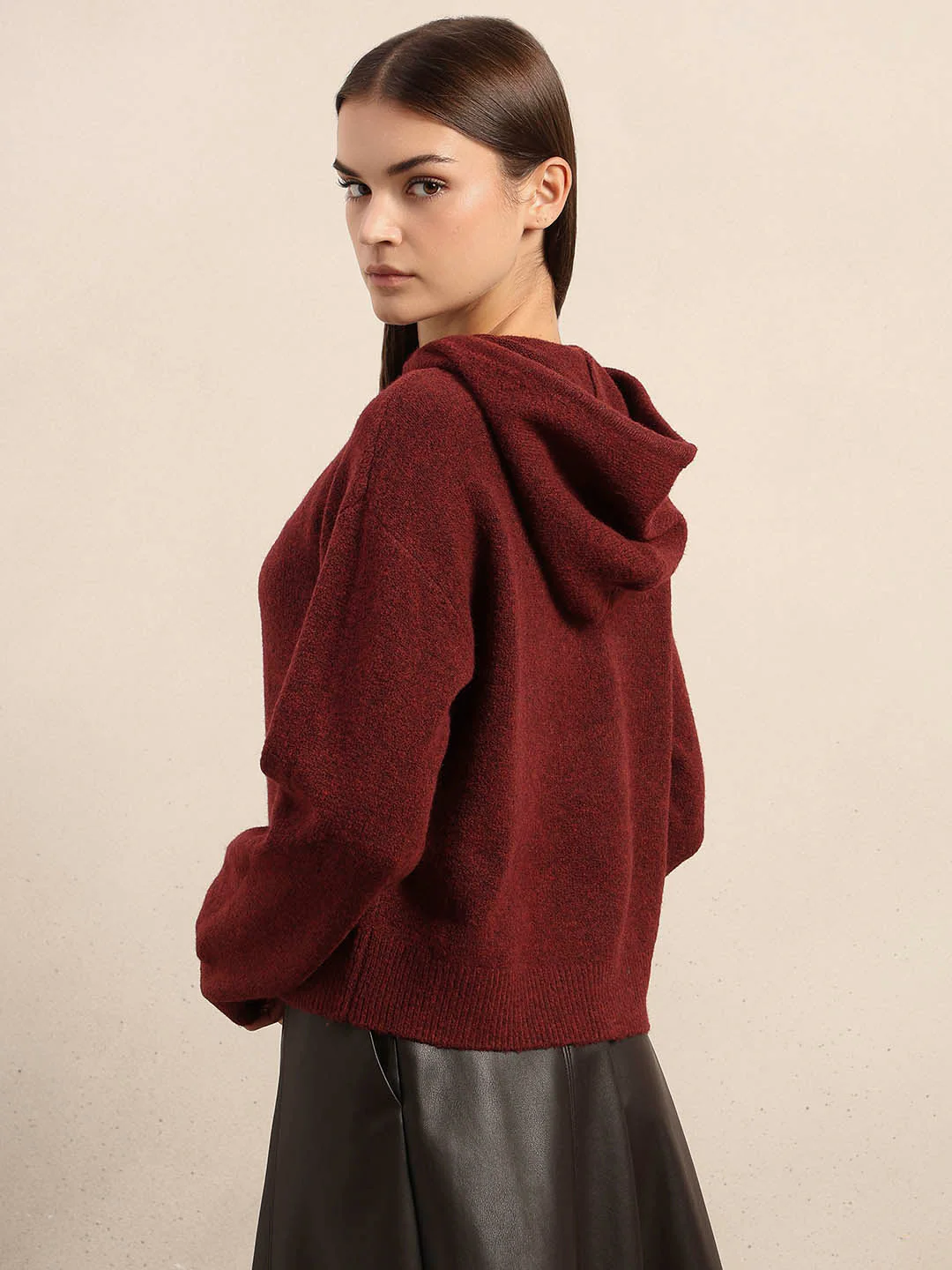 Red Knitted Hooded Pullover - Image 4