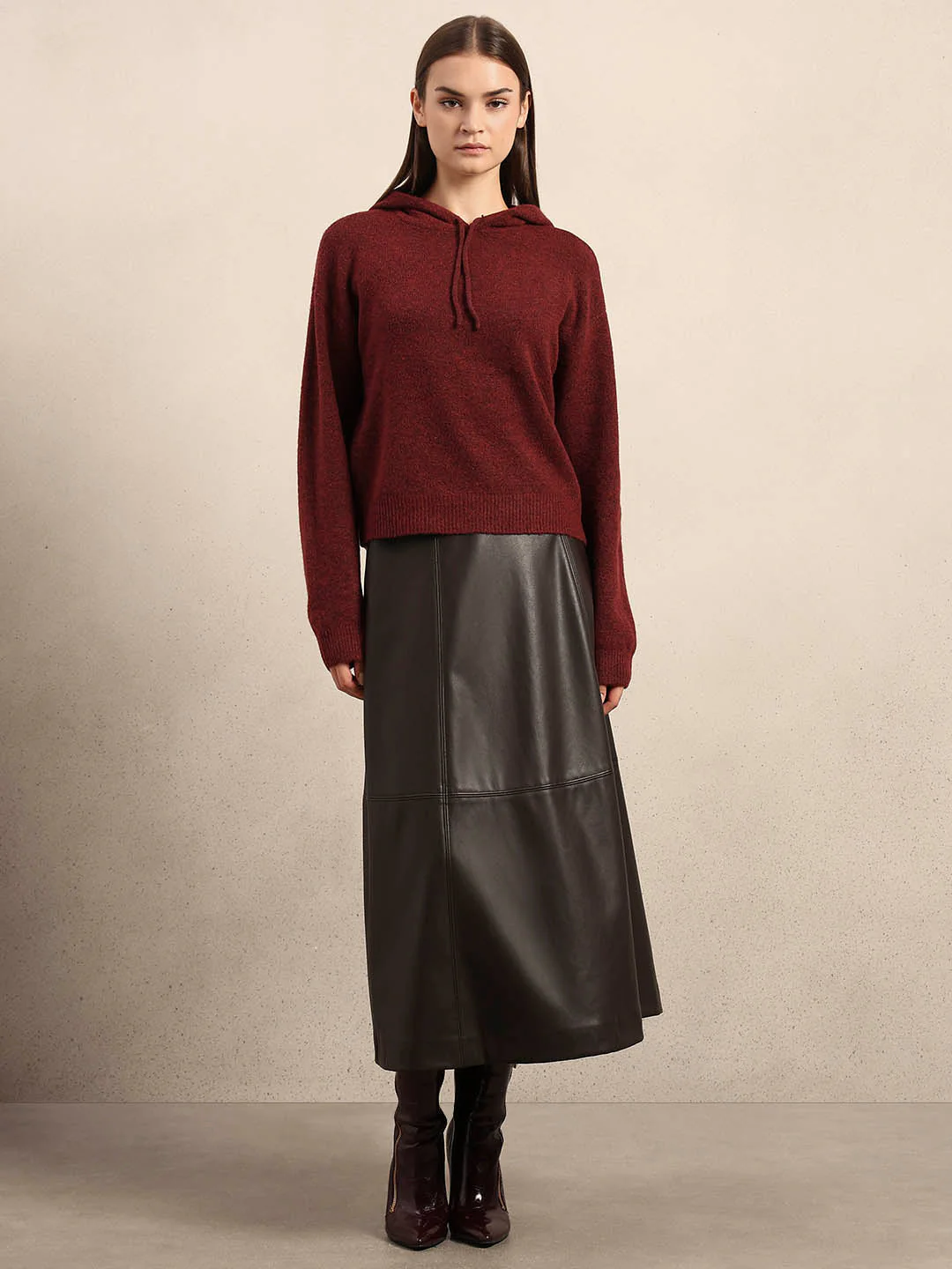 Red Knitted Hooded Pullover - Image 5