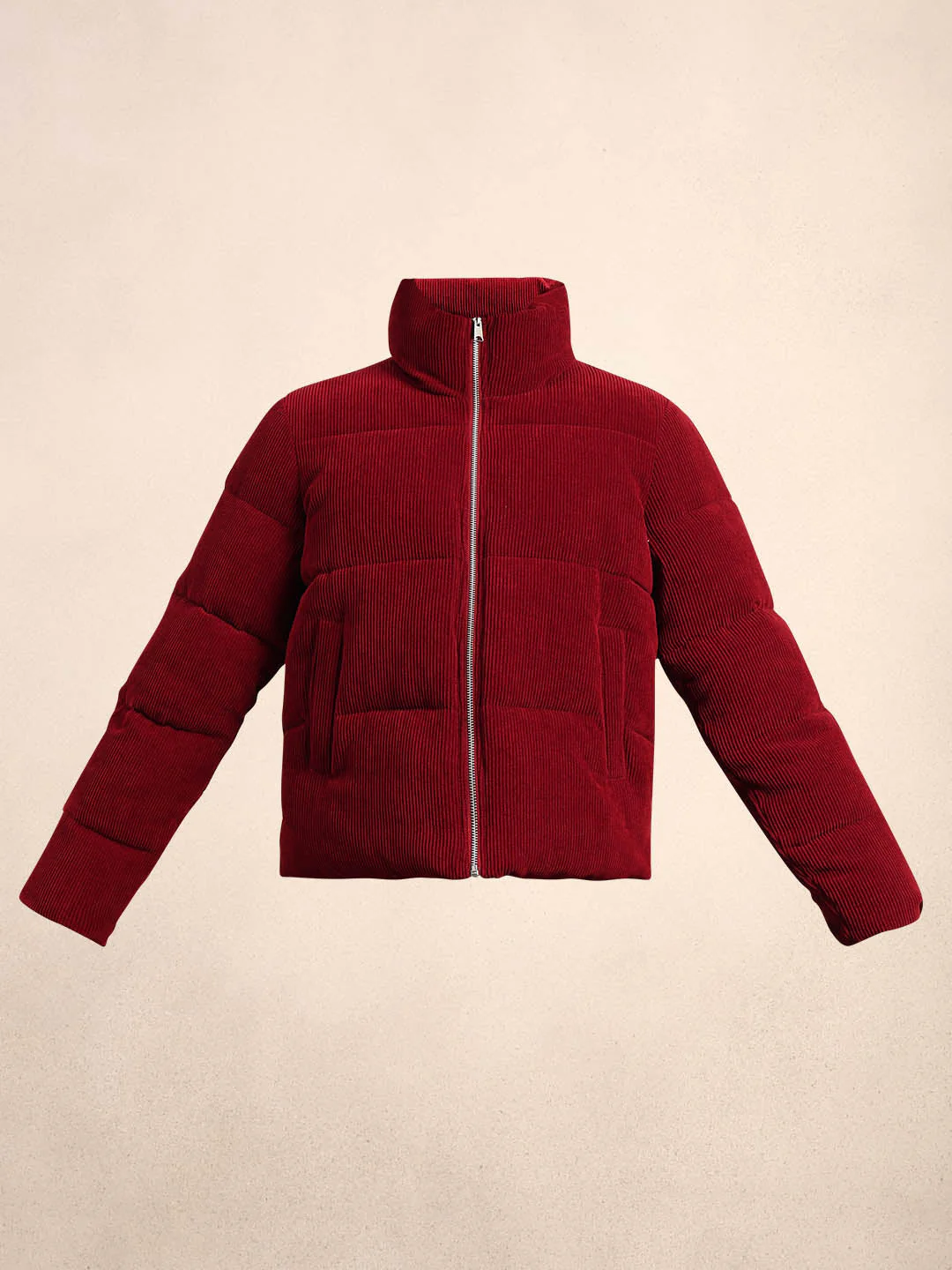 Burgundy Corduroy Puffer Jacket - Image 7