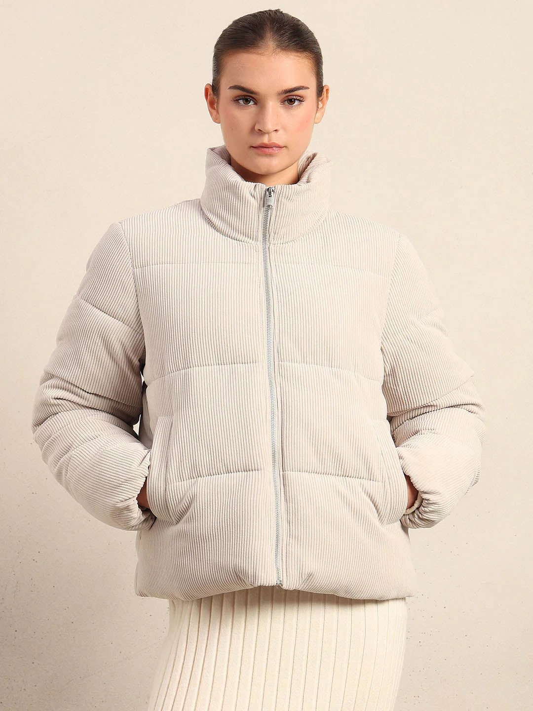 Corduroy Puffer Short Jacket - Image 2