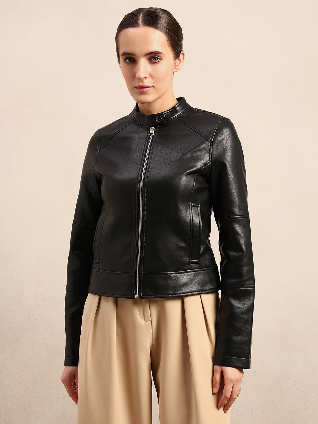 Structured High Neck Jacket - Black - Image 2