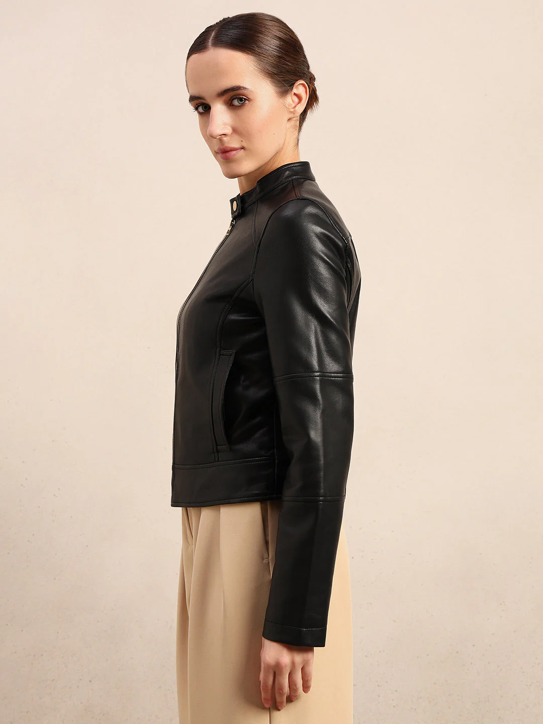 Structured High Neck Jacket - Black - Image 3