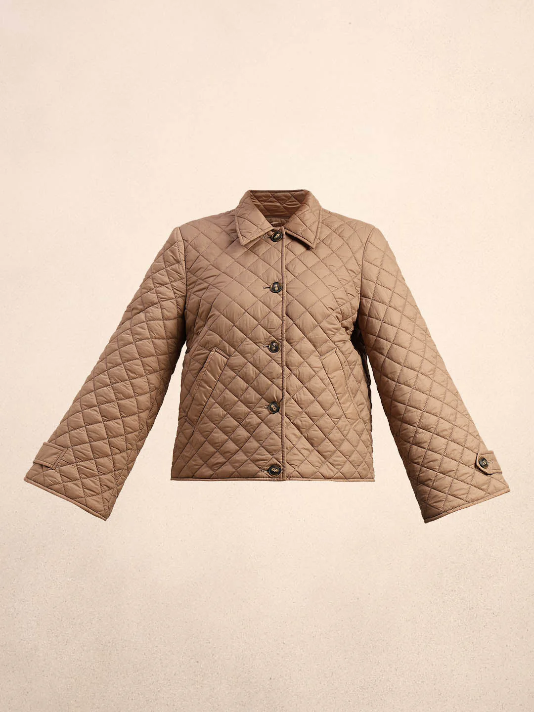 Quilted Short Jacket - Beige - Image 7