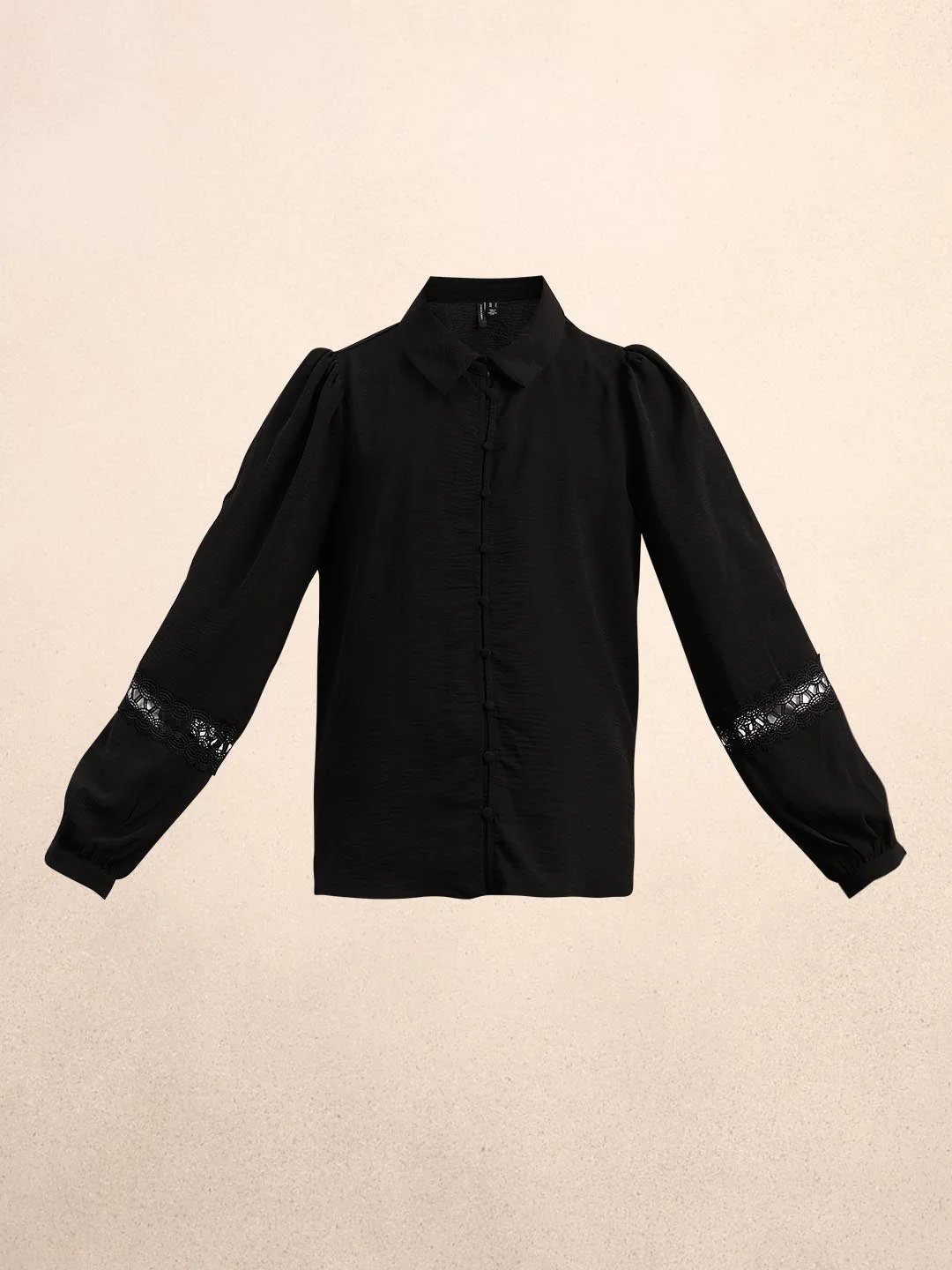 Black Lace Detail Shirt - Image 7