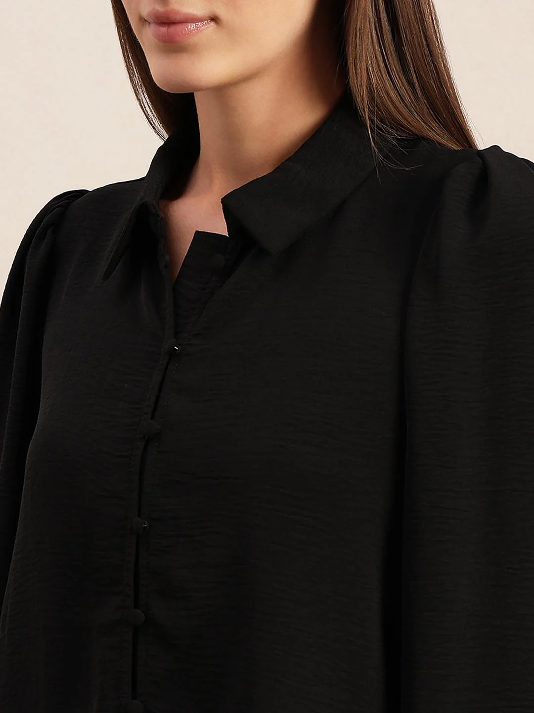 Black Lace Detail Shirt - Image 8