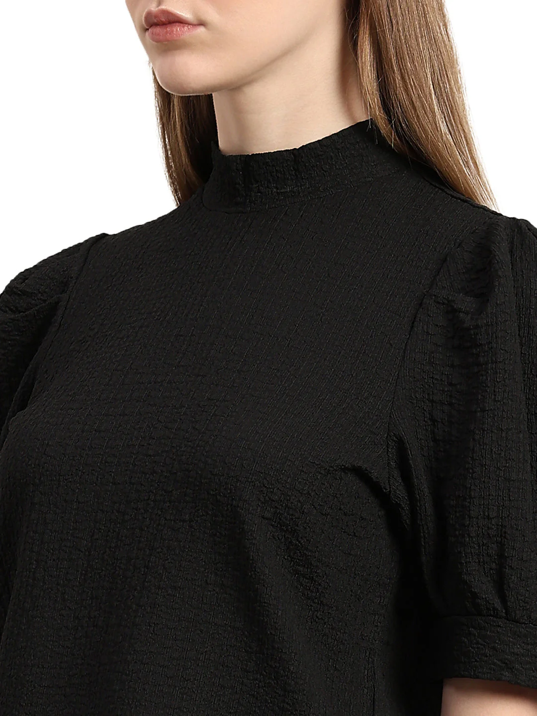 High Neck Puff Sleeves Top - Image 8