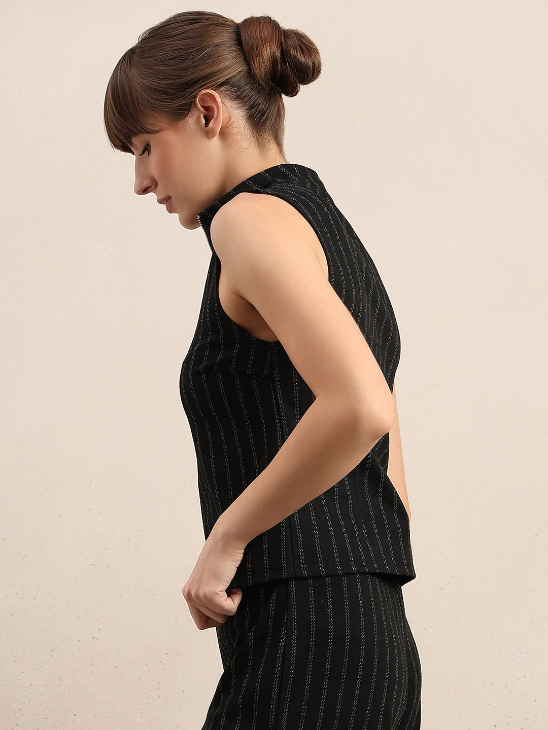 Pinstripe Mock Neck Top - Image 3
