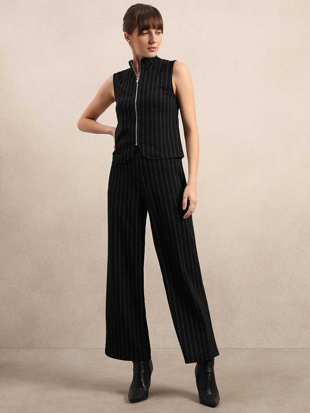 Pinstripe Mock Neck Top - Image 5