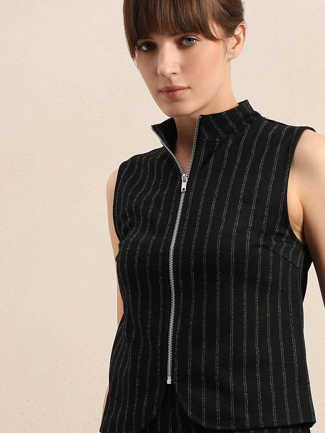 Pinstripe Mock Neck Top - Image 6