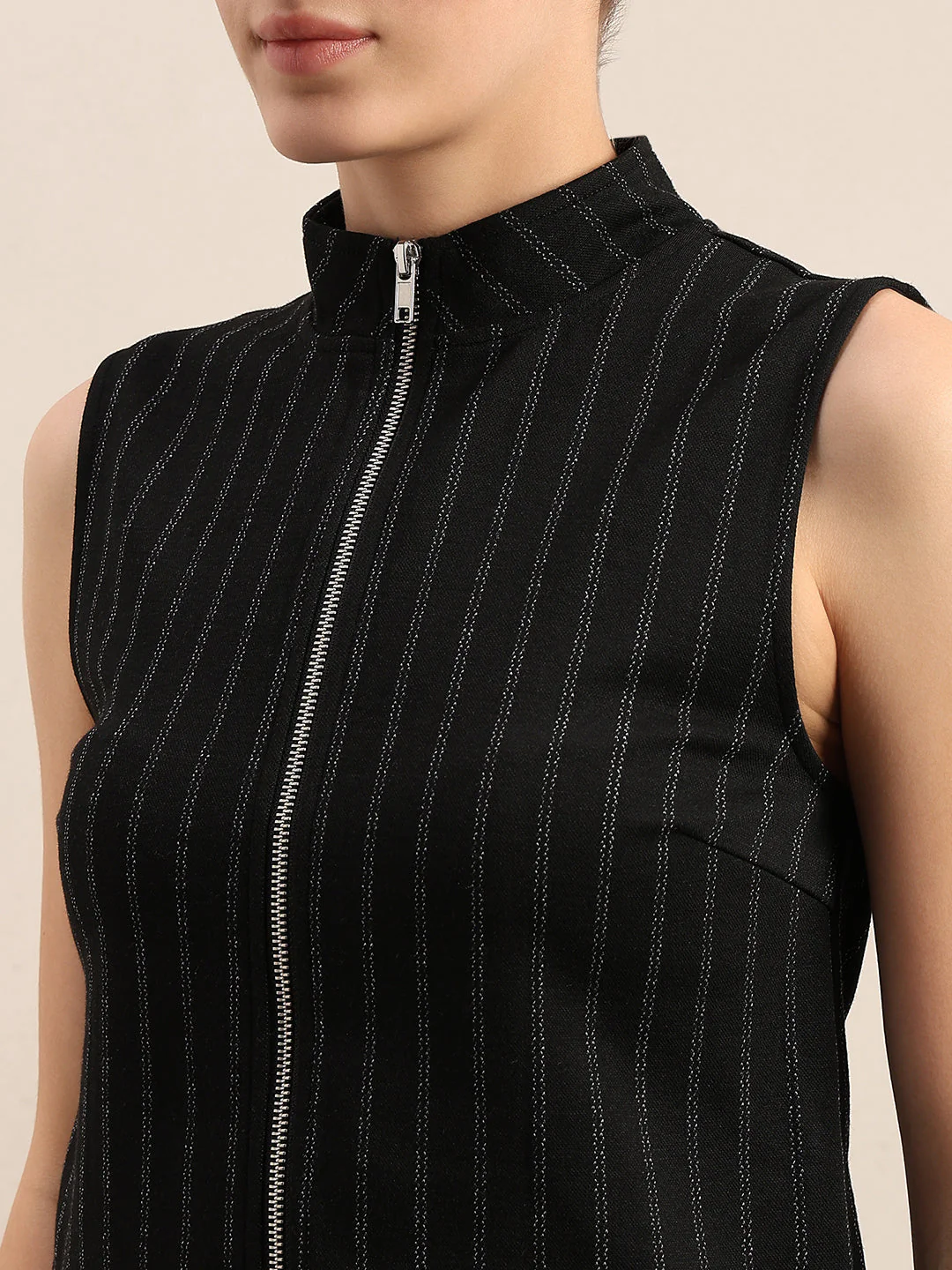 Pinstripe Mock Neck Top - Image 8