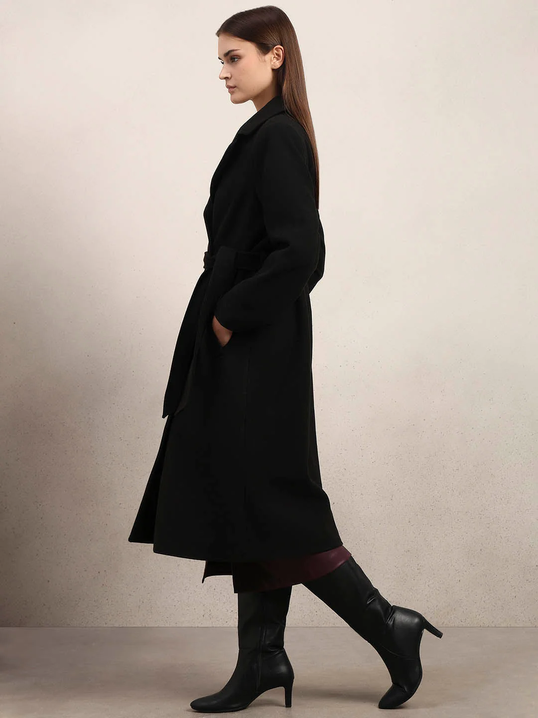 Black Longline Trench Coat - Image 3