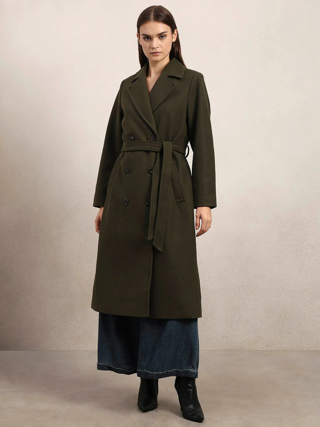 Dark Green Longline Trench Coat - Image 2