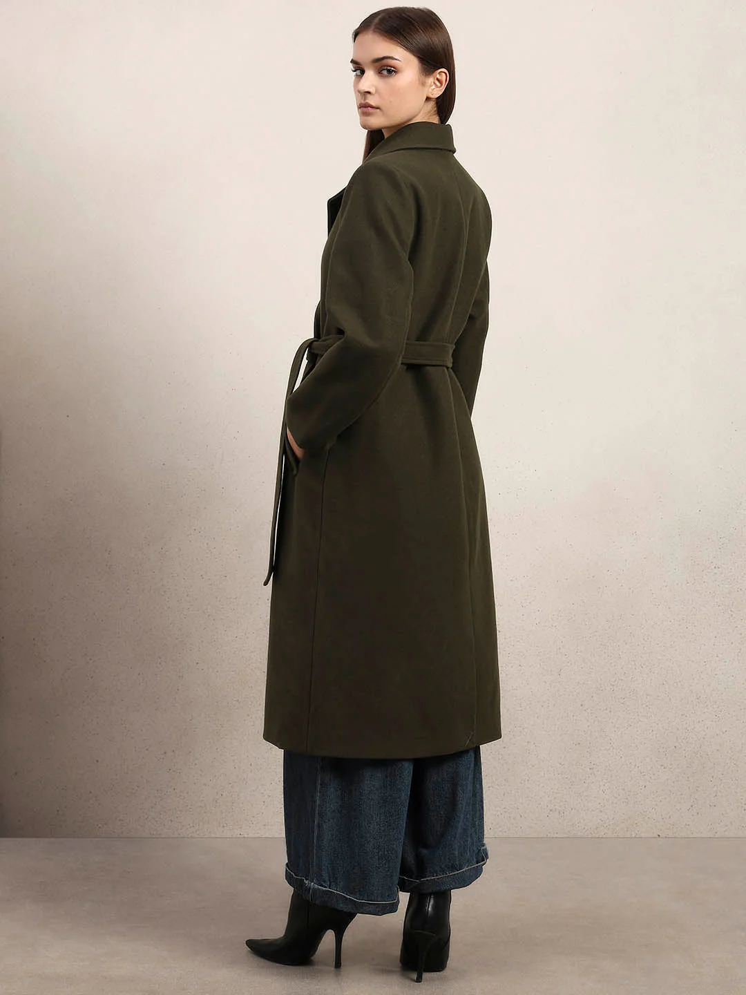 Dark Green Longline Trench Coat - Image 4