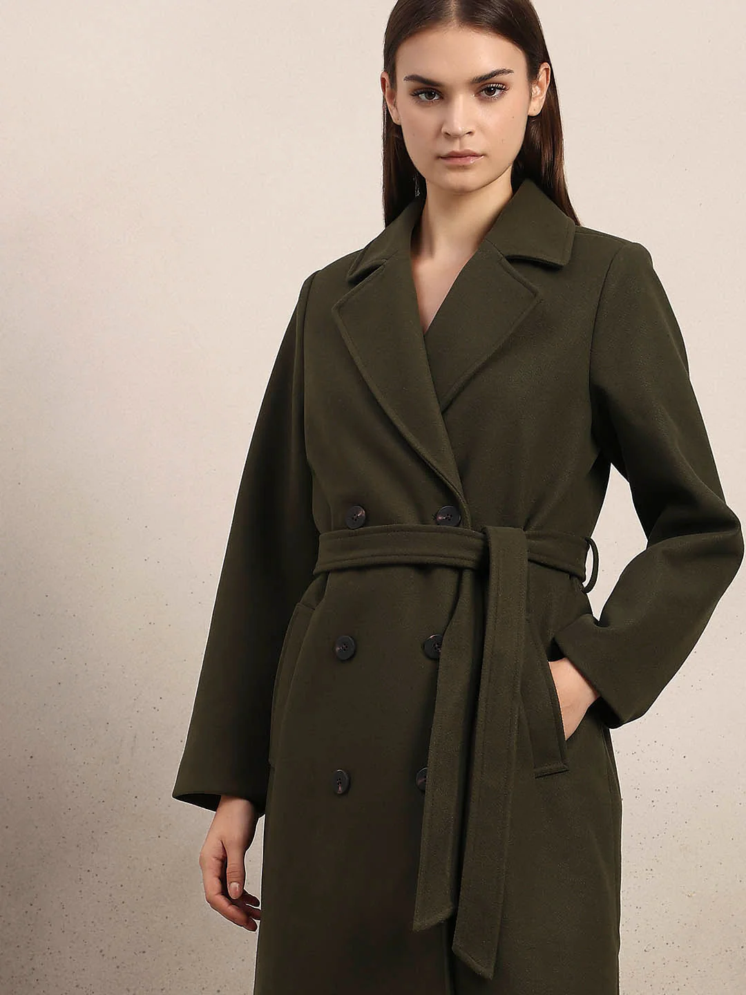 Dark Green Longline Trench Coat - Image 5