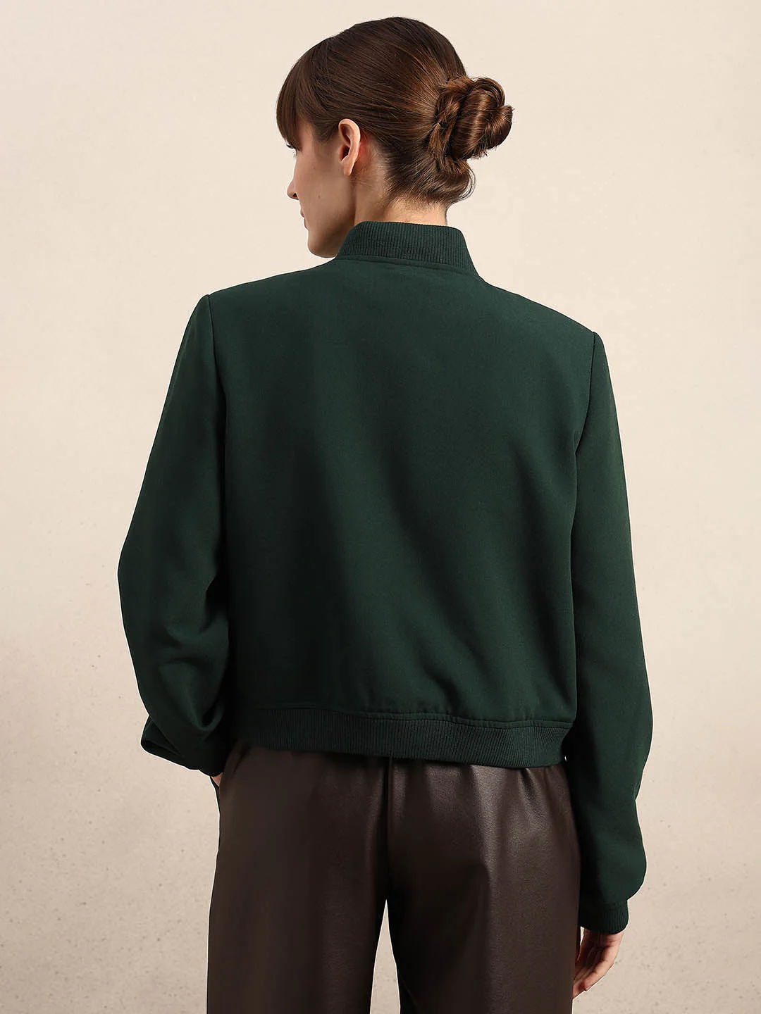 Dark Green Buttoned Bomber Jacket - Image 4