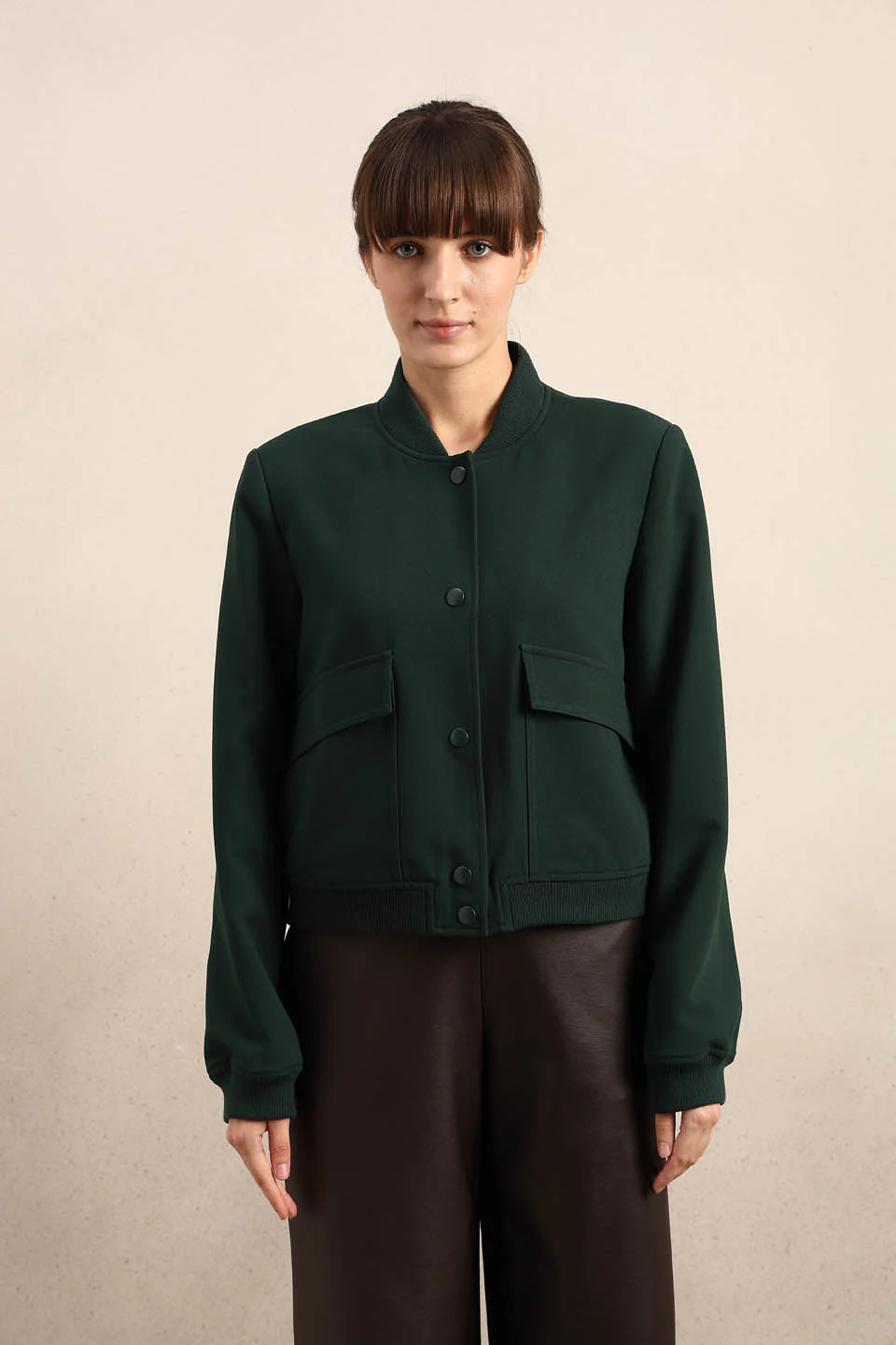 Dark Green Buttoned Bomber Jacket - Image 9