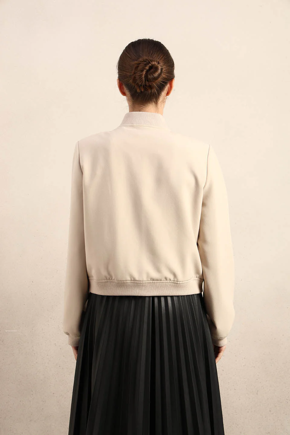 Beige Buttoned Bomber Jacket - Image 10