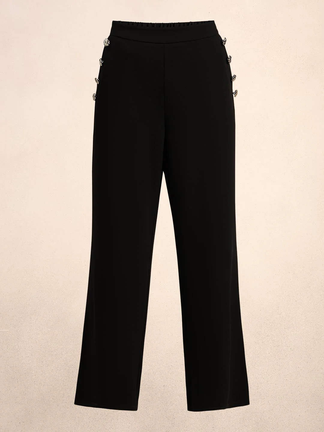 Black Button Detail Pants - Image 7