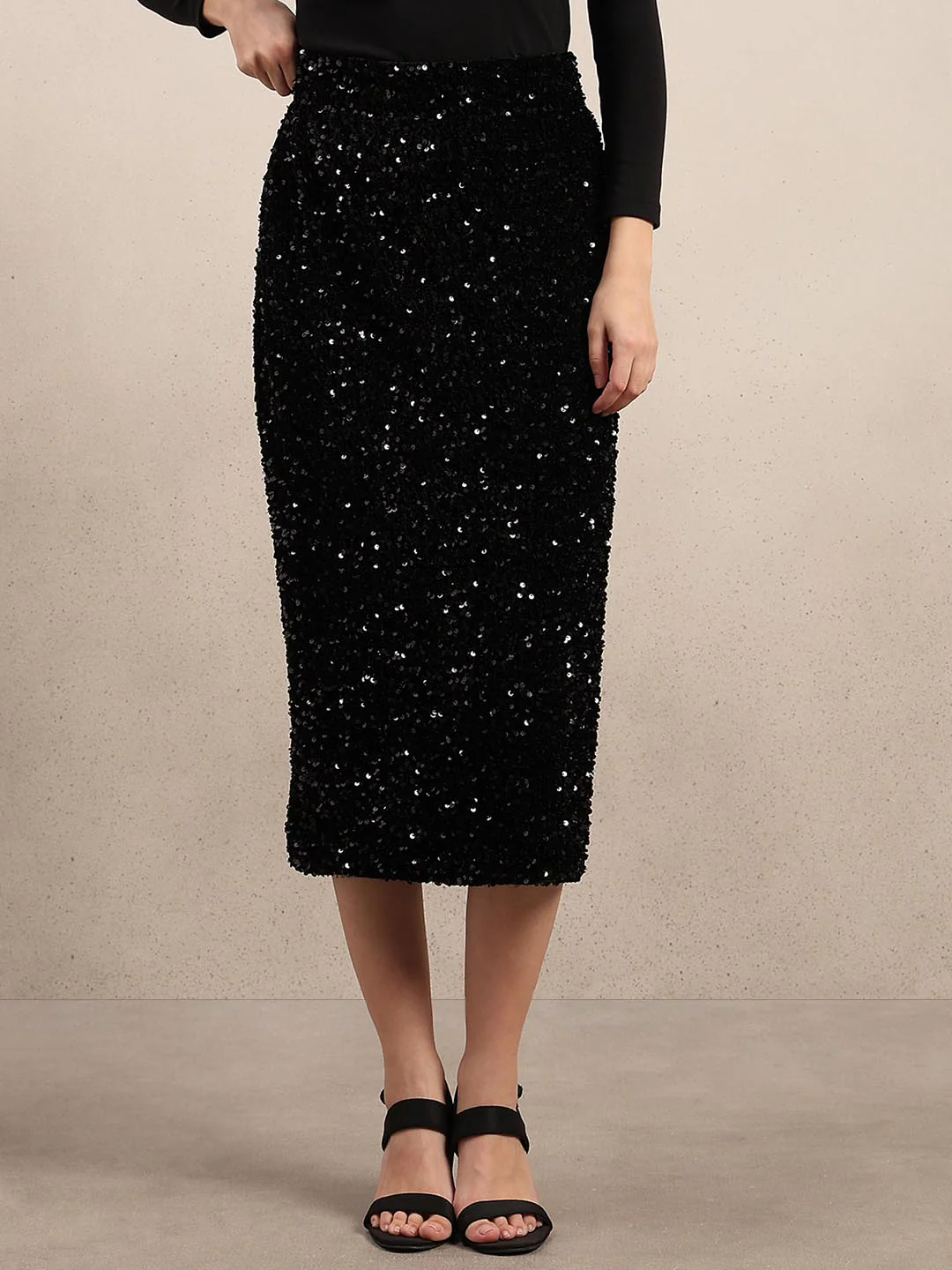Black Embellished Midi Skirt - Image 2