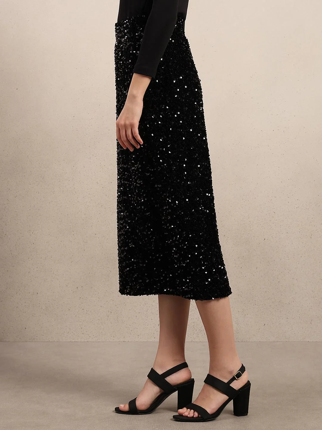 Black Embellished Midi Skirt - Image 3