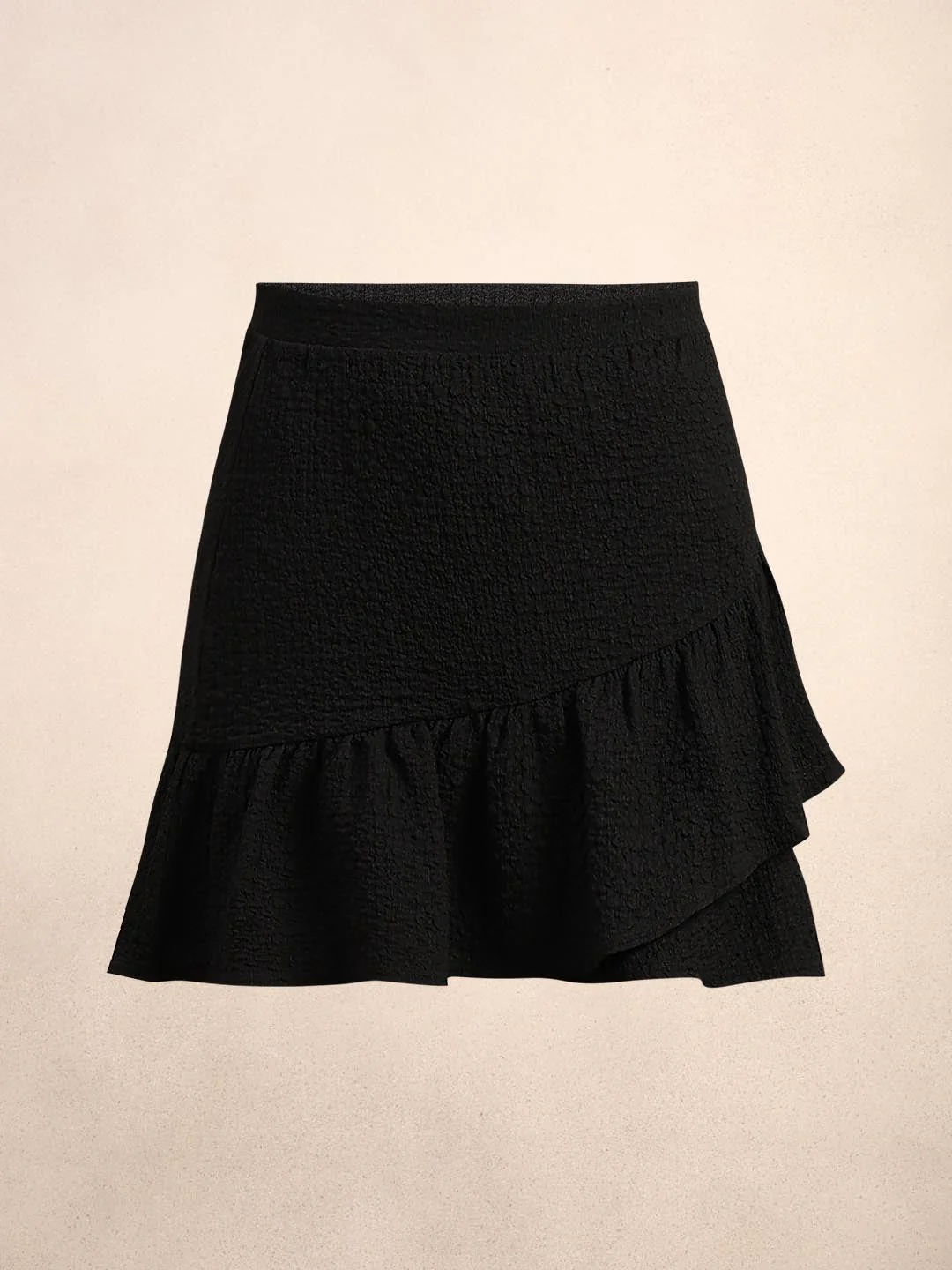 Black Ruffle Detail Mini Skirt - Image 7