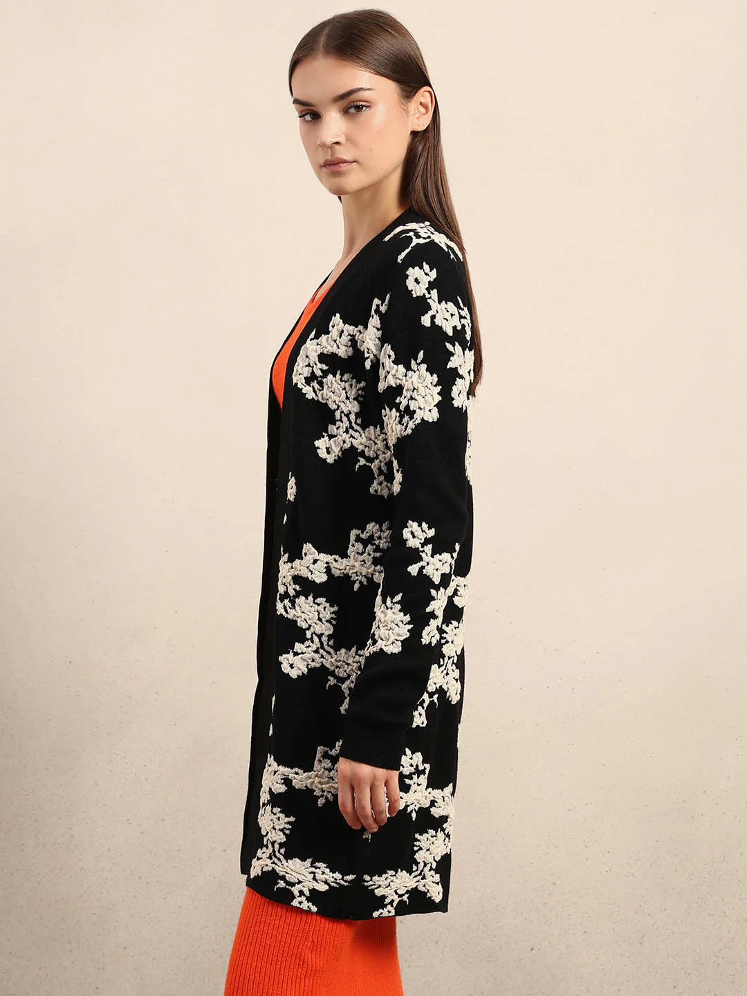Floral Longline Open Cardigan - Image 3