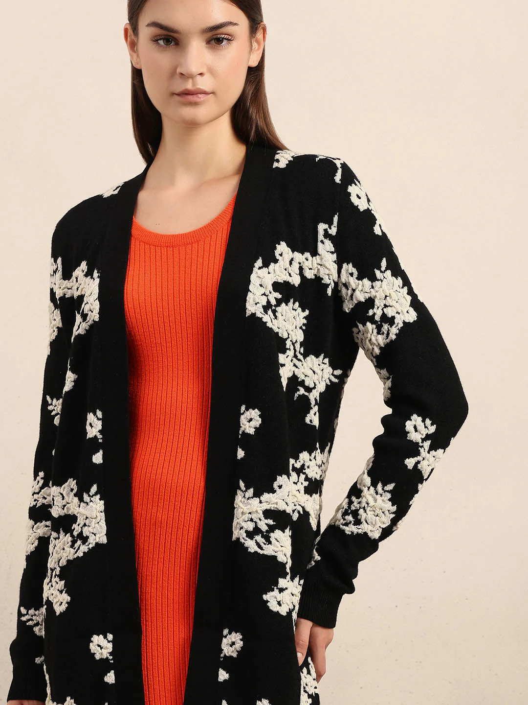 Floral Longline Open Cardigan - Image 6
