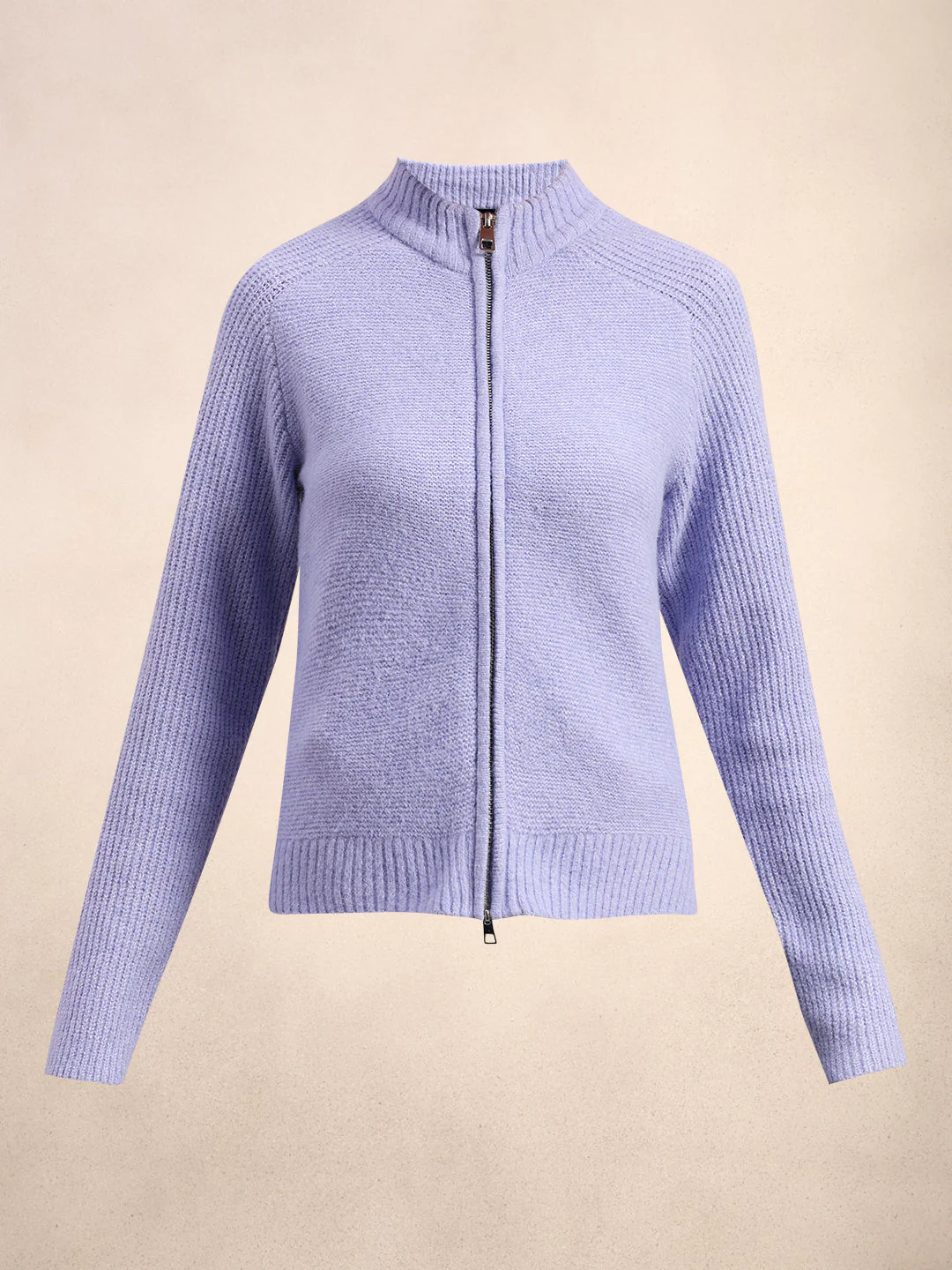 High Neck Zip Cardigan - Purple - Image 7