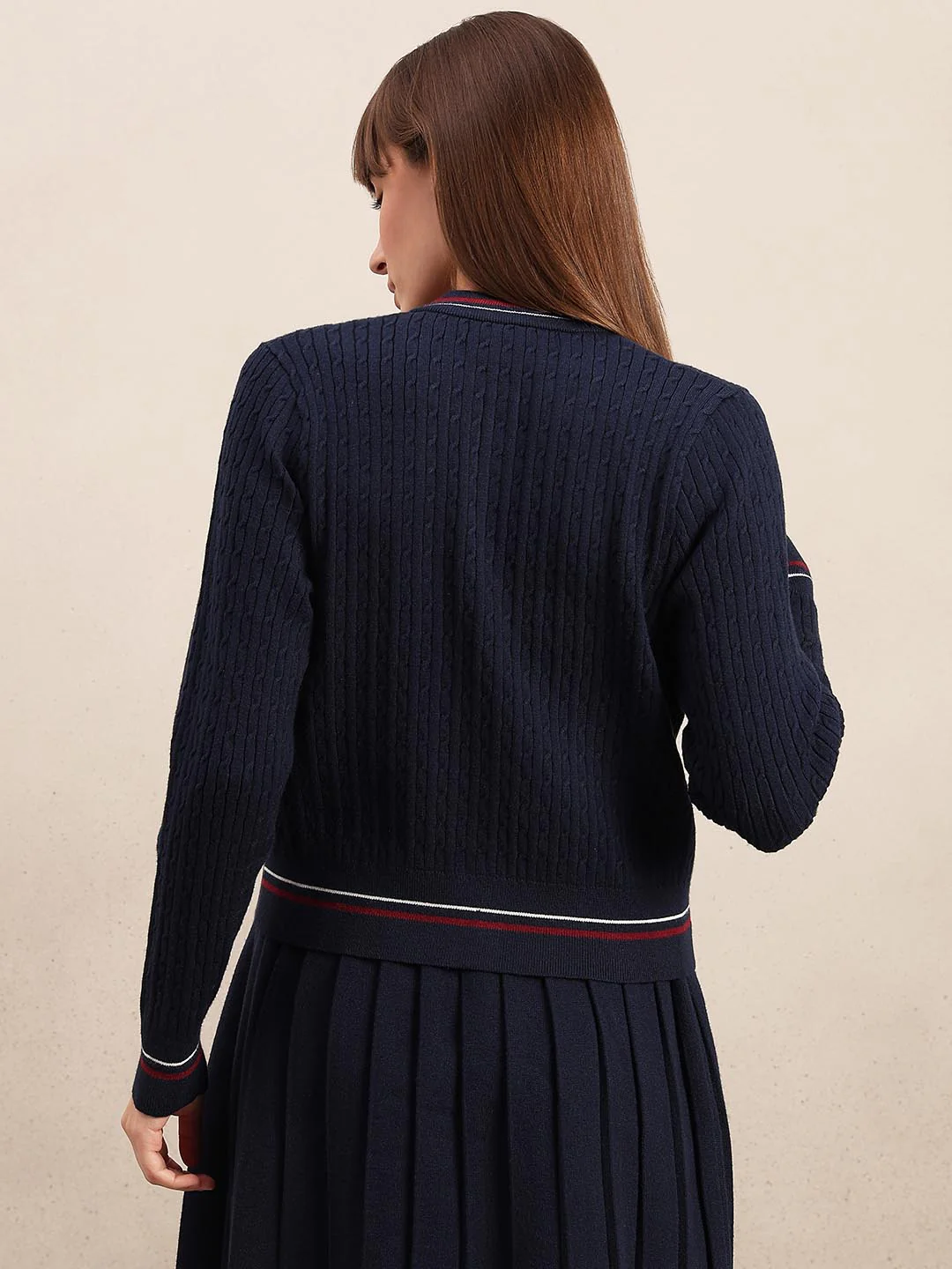 Navy Blue Textured Cardigan - Image 4