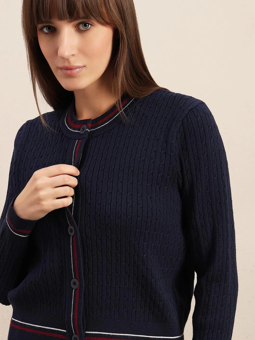 Navy Blue Textured Cardigan - Image 6