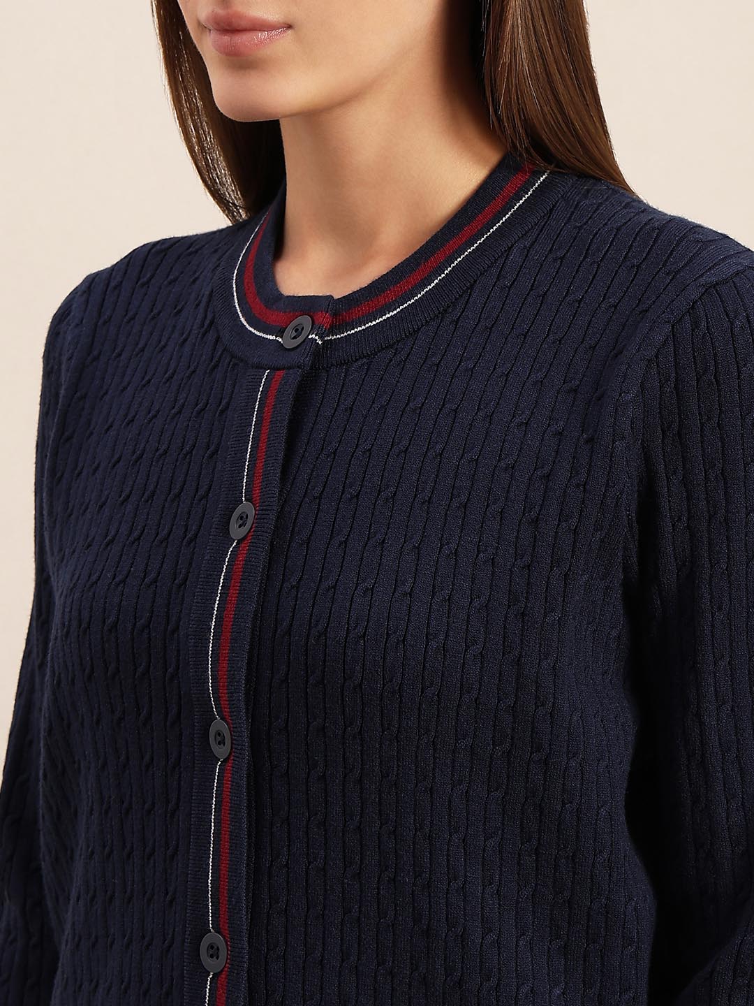 Navy Blue Textured Cardigan - Image 8