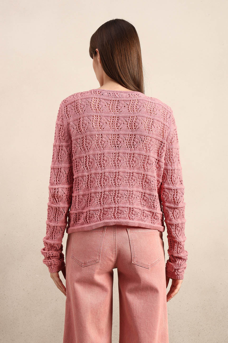 Pink Crochet Knitted Cardigan - Image 10