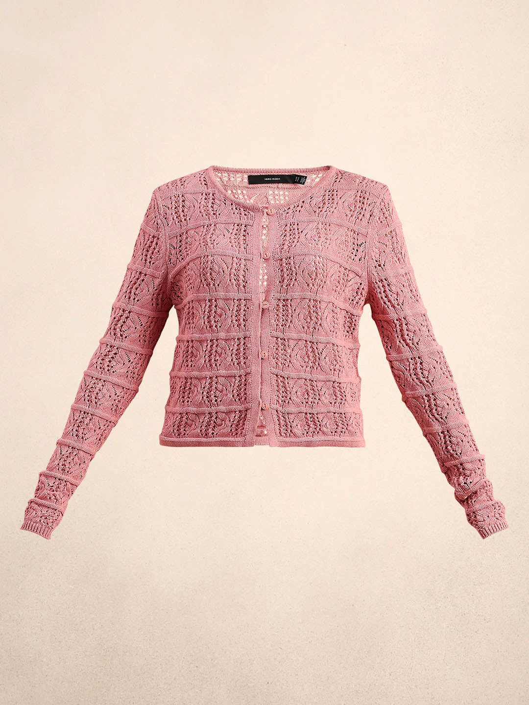 Pink Crochet Knitted Cardigan - Image 7